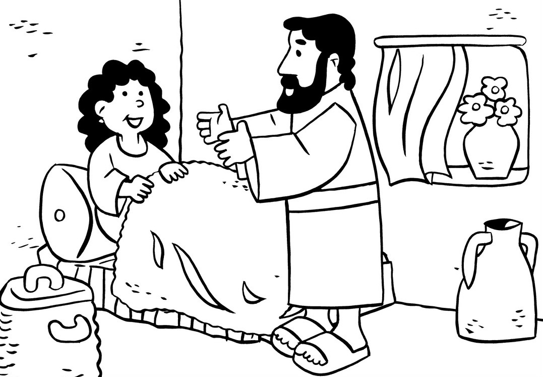 Рассказ воскресшая дочь. Иисус исцеляет дочь Иаира. Исцеление дочери Иаира раскраска.